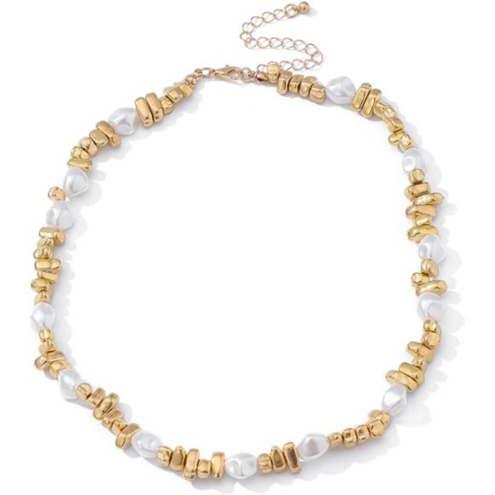 14K Gold Irregular Choker Necklace | Baroque Pearl